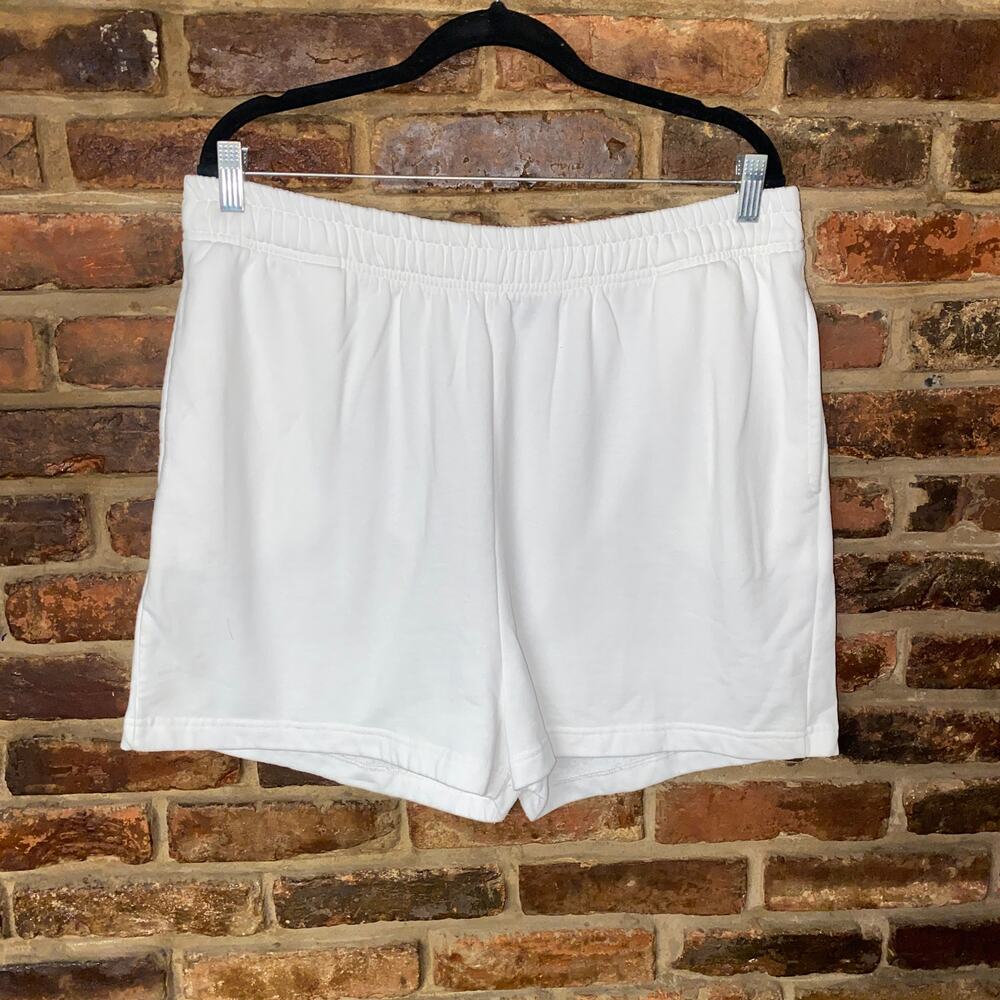 Nasty Gal White Cotton Athletic Activewear Fleece Sweat Shorts Women's Size XL